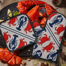 Hummer und Krabben Krebse Meeresfrüchte Ofenhandschuh & Topflappen-Set