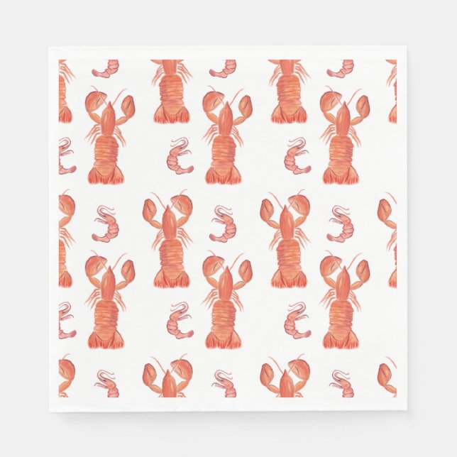 Hummer- und Krebstier-Muster-Hochzeit Serviette (Vorderseite)