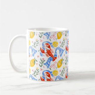 Hummer-und-Zitronen-Italienisches-Sommer-Gingham-M Kaffeetasse