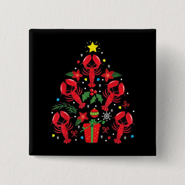 Hummer Weihnachtsbaum Funny Xmas Geschenk Button (Vorderseite)