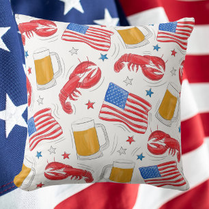 Hummerbier-Flagge-Stern Kissen