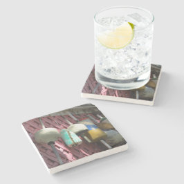 Hummerbüschen auf rosa Gitter - Martha's Vineyard Steinuntersetzer