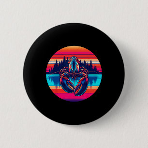 Hummerfischen Sonnenuntergang Retro-Stil Vintage 8 Button