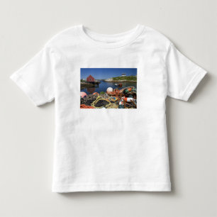 Hummerkörbe, Bojen und Seile am Dock in Kleinkind T-shirt