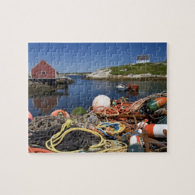 Hummertöpfe, Bojen und Seile am Dock Puzzle (Horizontal)