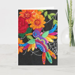 Hummiingbird Felt Sequin Beads Stitched Pretty  Karte