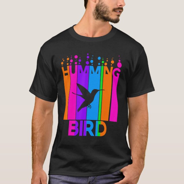 Humming Bird Animal Rainbow Buble with Silhouette T-Shirt (Vorderseite)