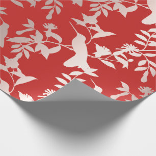 Humming-bird Floral Pink Ruby Red Metallic Geschenkpapier