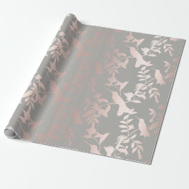 Humming-bird Floral Tropic Summer Pink Gray Geschenkpapier