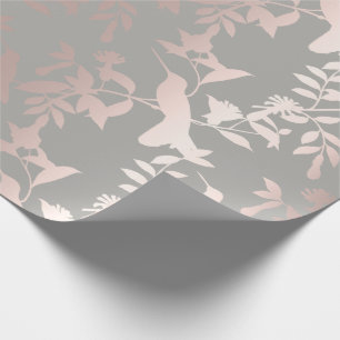 Humming-bird Floral Tropic Summer Pink Gray Geschenkpapier