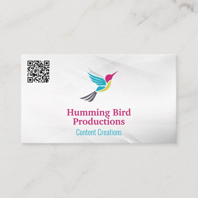 Humming-Bird-Logo | QR Code Business Card Visitenkarte (Vorderseite)