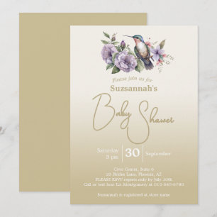 Humming Bird Pastel Green Ombre Babydusche Einladung