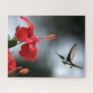 Humming Bird und Rote Blume Puzzle