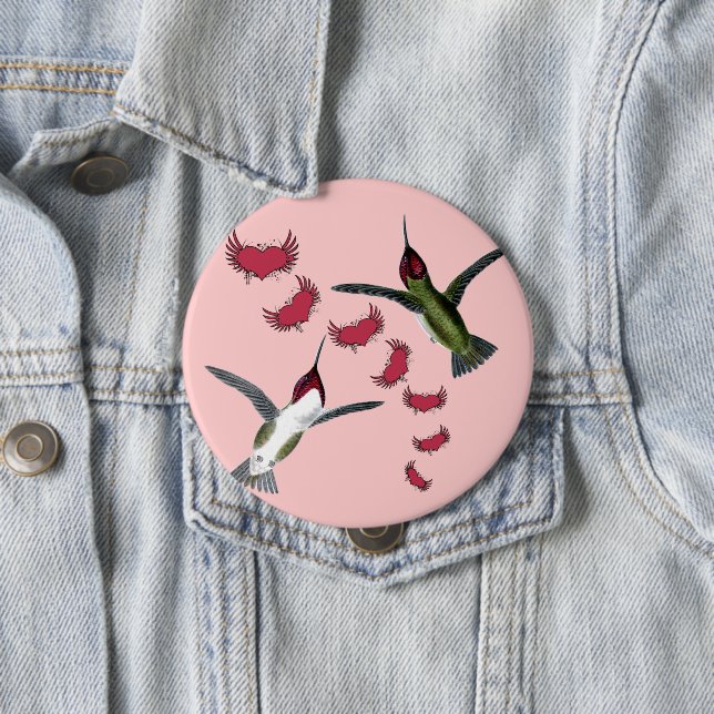 Humming Birds Grunge Herz mit Flügeln Button (Beispiel)