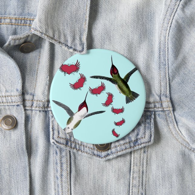 Humming Birds Grunge Herz mit Flügeln Button (Beispiel)