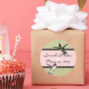 Humming Birds Grunge Herz mit Flügeln Runder Aufkleber