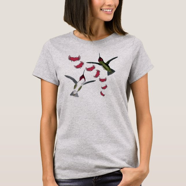 Humming Birds Grunge Herz mit Flügeln T-Shirt (Vorderseite)