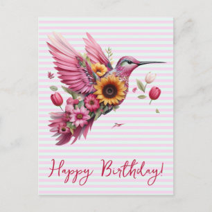 Humming Vogel fliegt Happy Birthday Postkarte