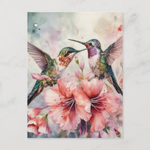 Humming Vögel und Blume Postkarte