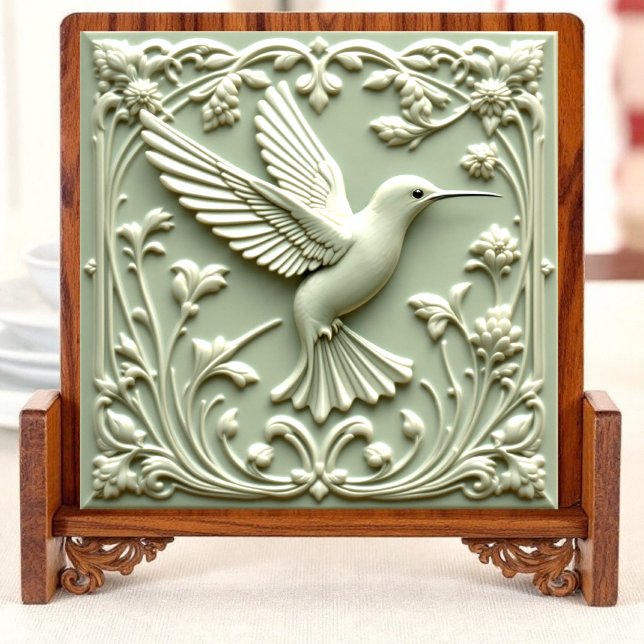 Humming Vogelgrün Harmonie - rechte Keramik Tile Fliese (Von Creator hochgeladen)