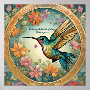 Hummingbird 5' Round Area Ruder Poster