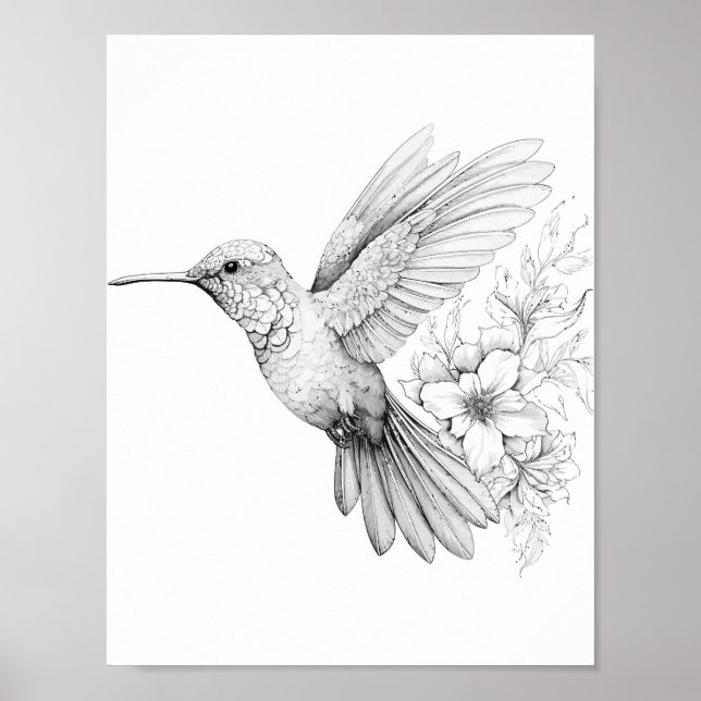 Hummingbird Adult Coloring Poster (Vorne)
