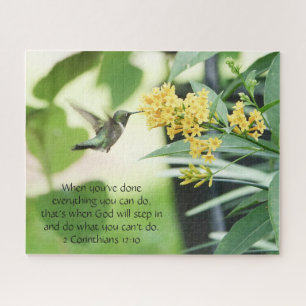 Hummingbird an Blüten, Bibelverse Puzzle