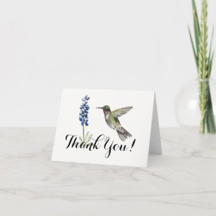 Hummingbird and Bluebonnet blank Thank You Dankeskarte