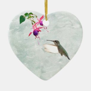 Hummingbird and Fuschia Keramik Ornament