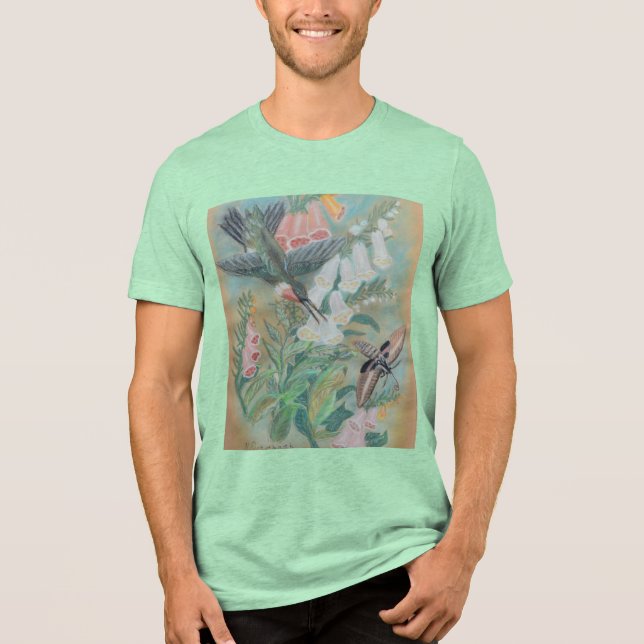Hummingbird and Moth T-Shirt Tri-Blend Shirt (Vorderseite)
