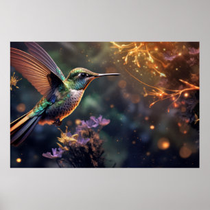 Hummingbird Animal Bird Wildlife Wilderness Art Poster