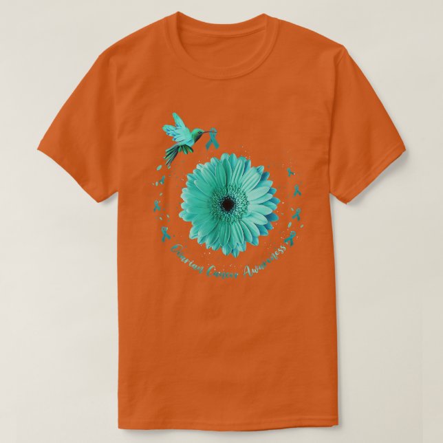 Hummingbird Aquamarines Ribbon Ovarialkarzinom A T-Shirt (Design vorne)
