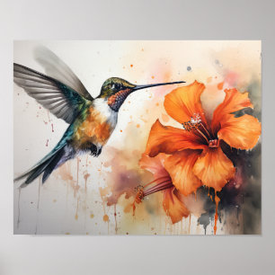 Hummingbird Aquarell Art Print Poster