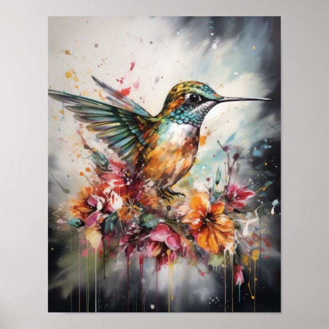 Hummingbird Aquarell Art Print Poster (Vorne)