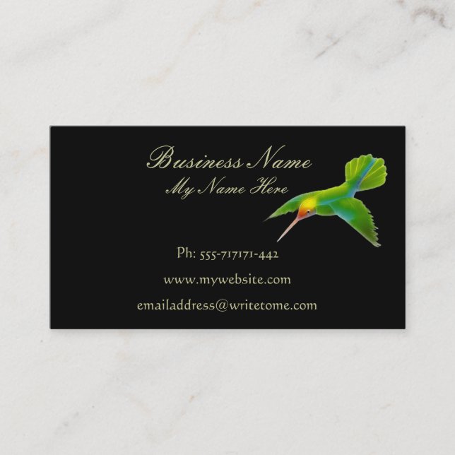 HUMMINGBIRD auf Black Business Cards Visitenkarte (Vorderseite)