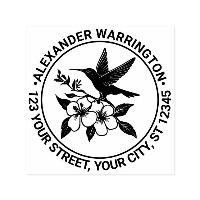 Hummingbird auf der Rücksendeadresse Name der Blum Permastempel (Design)