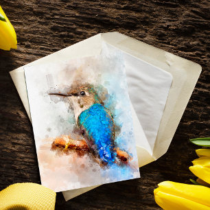 Hummingbird auf einem Zweig Wasserfarbe - 01 Postkarte