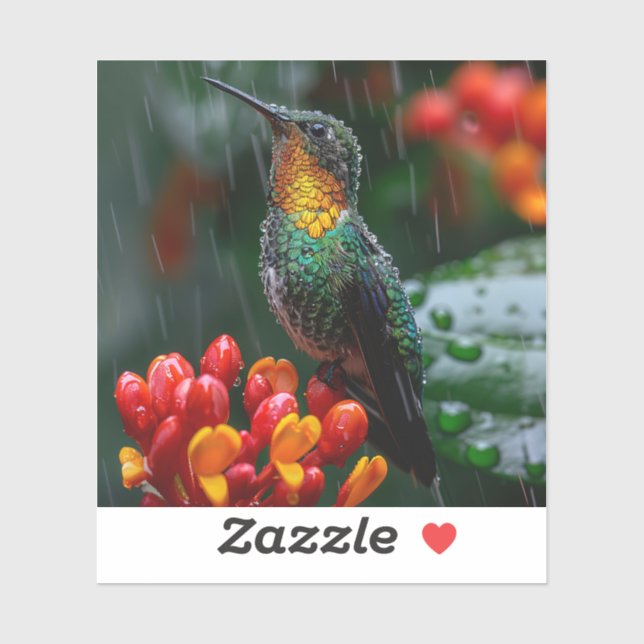 Hummingbird auf heller Blume Aufkleber (Blatt)