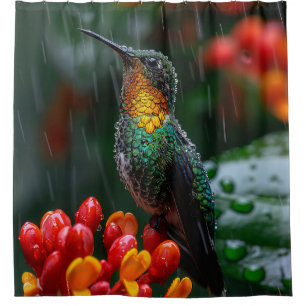 Hummingbird auf heller Blume Duschvorhang