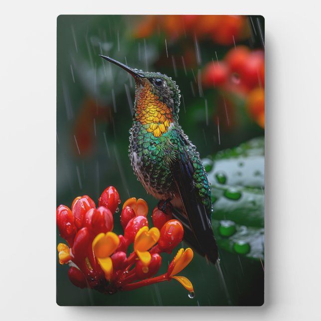 Hummingbird auf heller Blume Fotoplatte (Vorderseite)