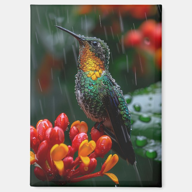 Hummingbird auf heller Blume Magnet (Vorderseite)