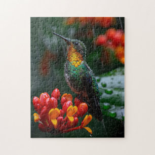 Hummingbird auf heller Blume Puzzle