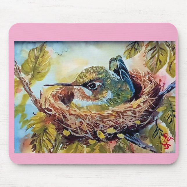 Hummingbird auf Nest Mousepad (Vorne)