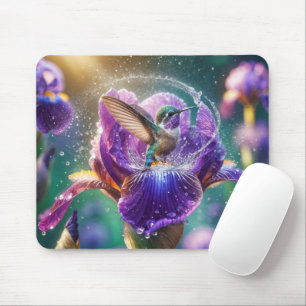 Hummingbird baden in einer Iris Mousepad