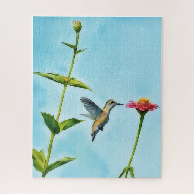 Hummingbird Bird Art Pretty Puzzle (Vertikal)