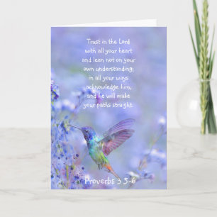 Hummingbird Bird Blue Garden Floral BibleScripte Karte