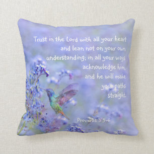 Hummingbird Bird Blue Garden Floral BibleScripte Kissen