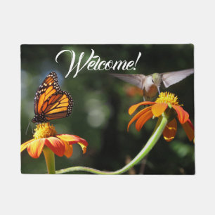 Hummingbird Bird Blume Butterfly Herzlich willkomm Fußmatte