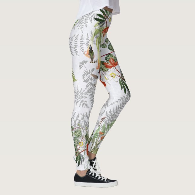 Hummingbird Bird Blume Palm Frontend Ferns Leggings (Rechts)
