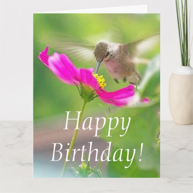 Hummingbird Bird Floral Geburtstag Big Grußkarte Karte (Vorderseite)